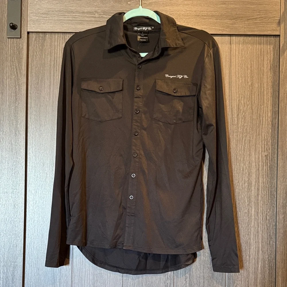 Cowgirl Tuff Dark Brown Button Down Shirt - Picture 1 of 2